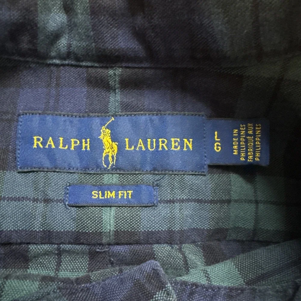 Polo Ralph Lauren‎ Mens Sz Large Slim Fit Oxford Cotton Shirt Blackwatch Plaid